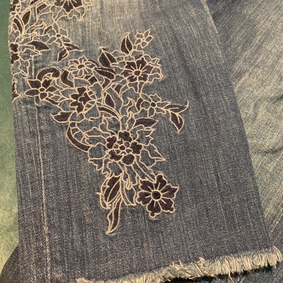 LOFT Embroidered Boyfriend Cut Jeans - Picture 2 of 3